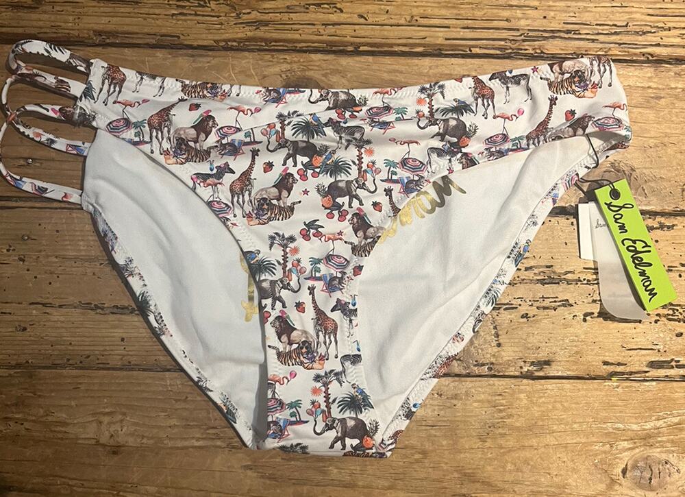 Sam Edelman Womens Size L White Animal Print Bikini Bottom NWT